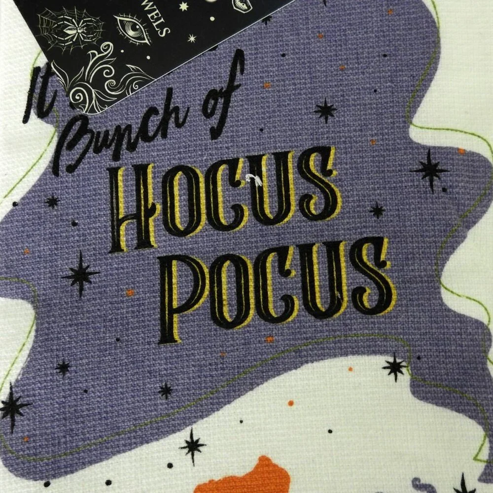 NWT Disney Halloween Hocus Pocus Cotton Kitchen Towels Pack 2 Witches